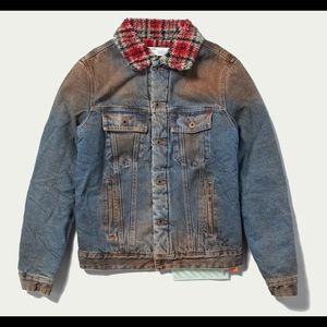 Off white denim shearling jacket